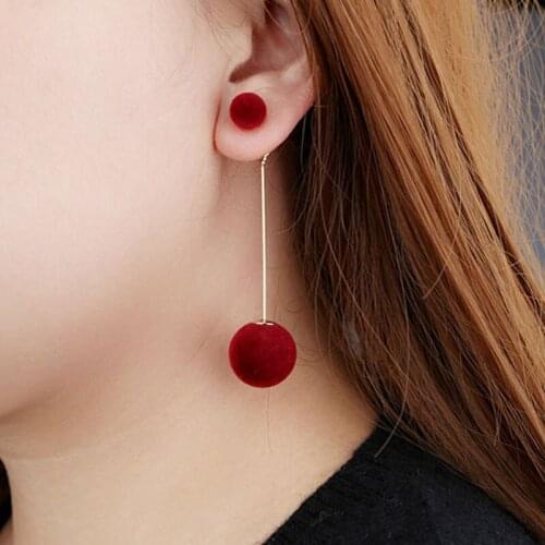 2017 Fashion 3 design Luxury Brand Women Earrings Winter Sweet Candy Color Fur Ball Two Sided Simulated Pearl Earrings Jewelry