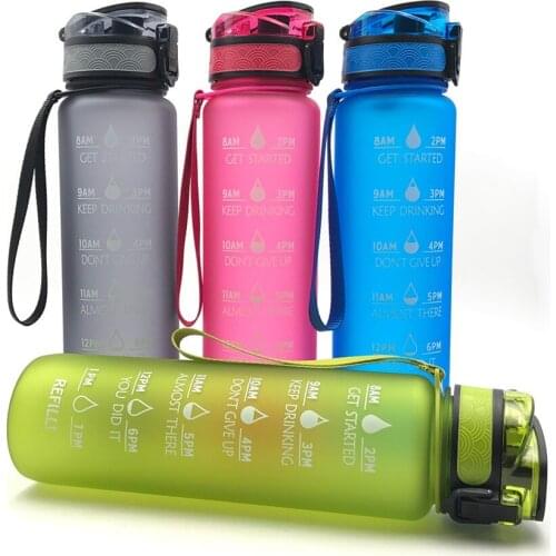 32oz Motivational Fitness Sports Water Bottle With Time Marker&Removable Strainer,Flip Top Leakproof Durable BPA Free Non-Toxic