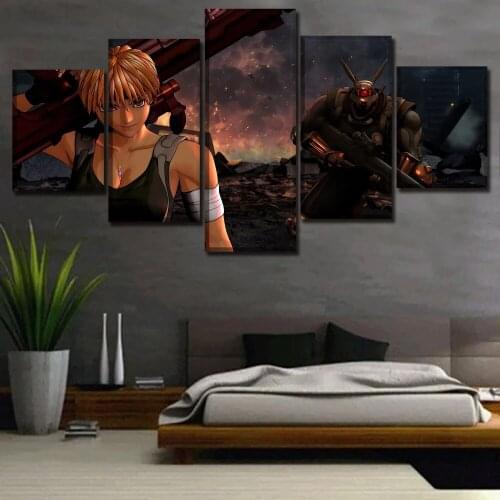 5 Panels Anime Figure Armor Posters Modern Wall Art Canvas Painting for Home Decor Modular Pictures Living Room Decor