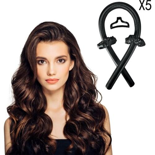 5 Pieces Overnight Styler Heatless Curling Rod Headband Women Formers Black No Heat Roller Curling Rod
