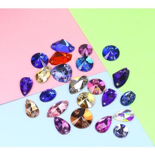 12pcs mix shape colorful 10-15mm Crystal Sew On Rhinestones Crystals and stones strass rhinestone applique Flatback for clothes