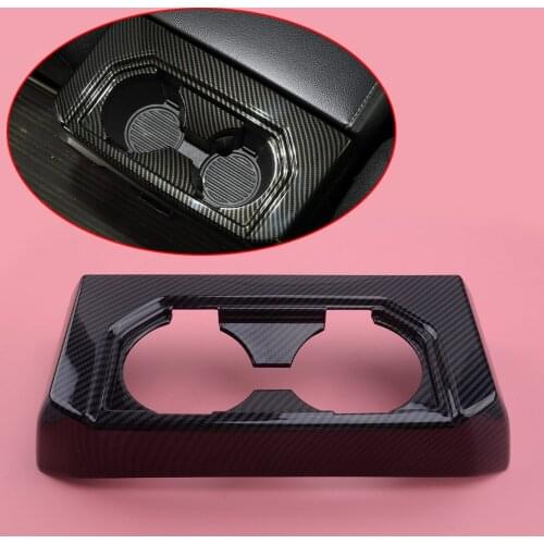 Carbon Fiber Style ABS Car Rear Armrest Box Cup Holder Cover Trim Frame Fit for Ford F150 2016 2017 2018 2019