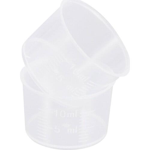 10pcs 30ml Plastic Measuring Cups Scale Cup Transparent Laboratory Measurement With Lids Cap Clear Container