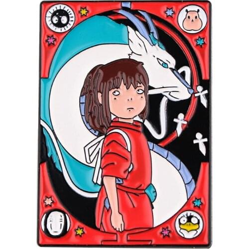 DB641 Anime White Dragon Cartoon Metal Badge Button Brooch Pins Collection Medal Cosplay Gift