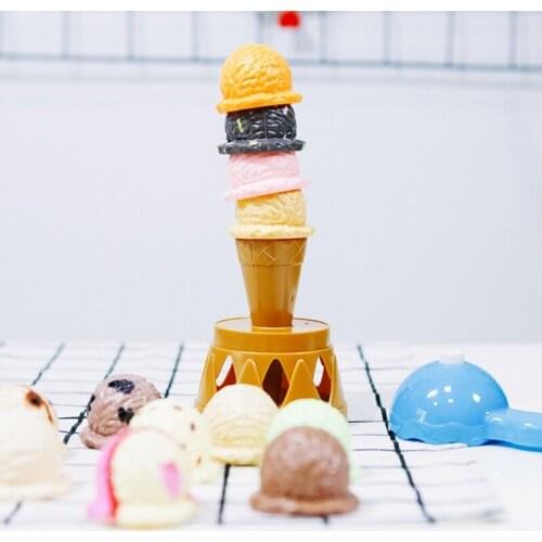 Kids Simulation Puzzle Plastic Stacking Lifelike Play Toys Ice Cream Shape Brain Training Portable Educational Toys