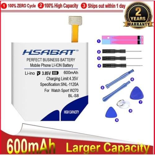 HSABAT 0 Cycle 350mAh BL-S8 Smart Watch Battery for LG W270 High Quality Mobile Phone Replacement Accumulator