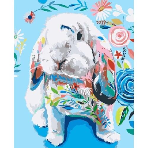 Painting By Numbers DIY Dropshipping40x50 50x65cm Cute Colorful Rabbits Animal Handmade Gift For Adult Unique Gift Home Decor