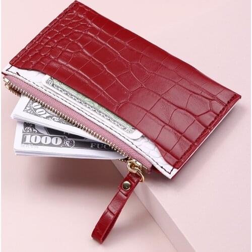 Brand Stone Pattern Mini Women Card Holder Cute Credit ID Card Holders Zipper Slim Wallet Case PU Leather Change Coin Purse Girl