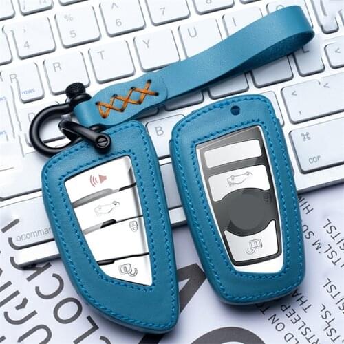 Leather Car Key Case Cover For BMW 1 2 3 4 5 6 7 Series 520 525 118i 320i X1 X3 X4 X5 X6 F15 F16 F18 F30 F34 F10 F07 F20 E90 G30