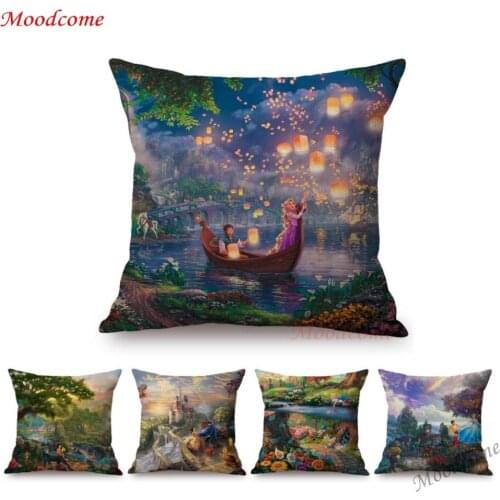 Beautiful Scenery Dream Land of Fairy Tales Home Decoration Pillow Case For Sofa Children Princess Castle Room Art Cushion Cover