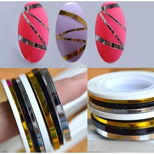 10Rolls of 4Color 1mm 2mm 3mm Nail Art Striping Tape Stickers/ Nail Tape Roll/ Lines Stripe Tape DIY Nail Art Adhesive Line