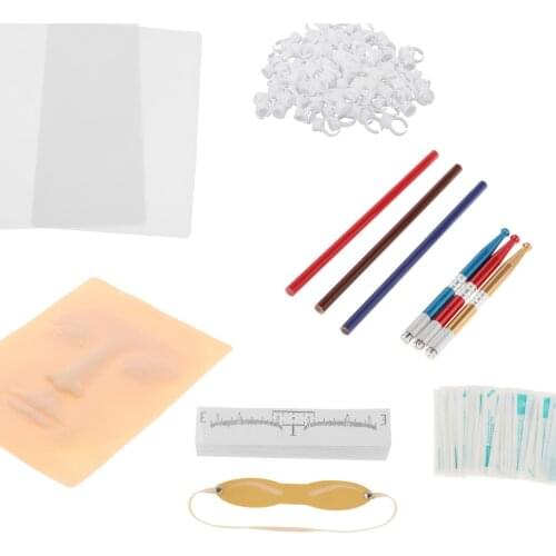 Multifunctional Manual Permanent Tattoo Training Kit DIY Eyebrow Lip Tattoo Practice Makeup Tools for Beginners