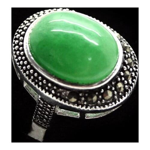 Fashion ring 17*21mm VINTAGE GREEN Natural jade 925 A RING SIZE 7/8/9/10 valentise christmas gift