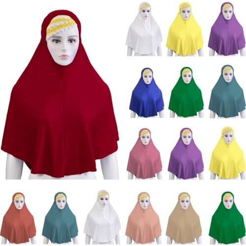 Ramadan Muslim Women Crystal Hemp Hijab Amira Islamic Full Cover Head Wrap Scarf Long Shawls Prayer Headwear Solid Color Fashion