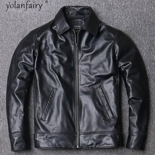 2020 New Spring Genuine Leather Jacket Men Short 100% Cow Leather Coat Soft Real Leather Mens Jackets Plus Size 5xl KJ4706
