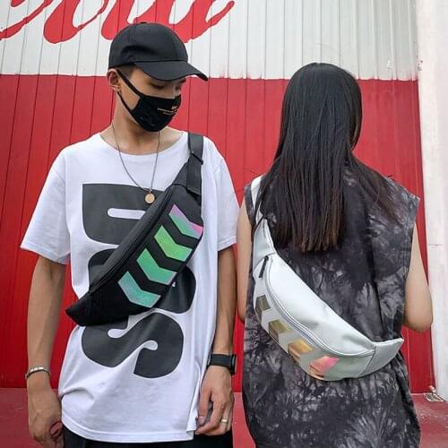 2020 Chest Bag for Men Waist Bag Canvas Fanny Pack Boy Street Reflective Crossbody Pack Casual Travel Bags Hip Hop Shoulder Pack