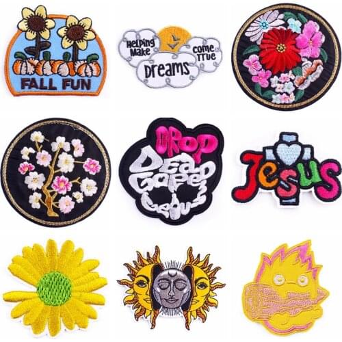 Embroidery Patch Skull Patch For Clothing Stripes Stickers For T-shirts Flowers Iron On Clothes Badges Applique For Sewing DIY