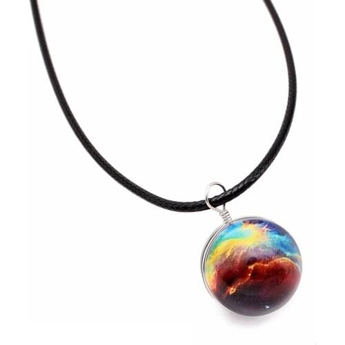 New Fantasy Starry Sky Pendant Necklaces for Women Men Glass Universe Planet Shines in Dark Jewelry Handmade Statement Necklace