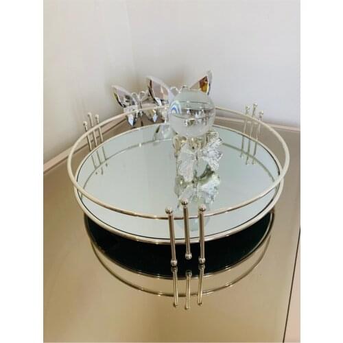 KHctech Round Silver Mirrored Tray Diameter 30 cm, height 9 cm. Round silver tray tarnish changable. Custom design