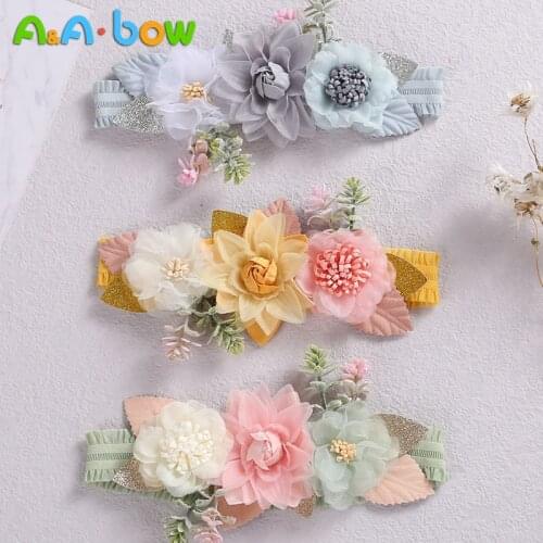 Fashion Flower Headband for Baby Girl Elastic Hairband Princess Floral Hair Bands Kids Cute Headwear Baby Hair Accessories