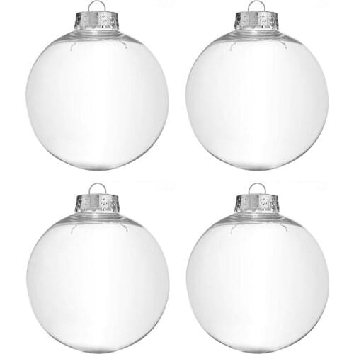 Clear DIY Baubles Shatterproof Seamless Plastic XMAS Ball Home Tree Decor Gift - QTY:4