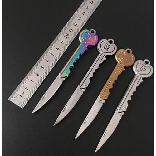 Mini Blade fold key ring portable tool Outdoor camp knife keychain Peeler Open Survive kit gadget Package Box Opener hike Pocket