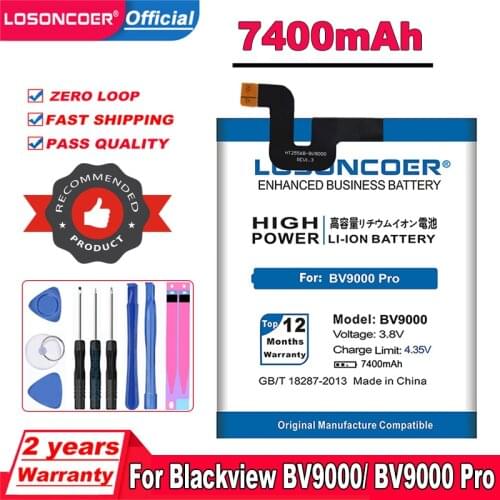 LOSONCOER 7400mAh U536174P Replacement Li-ion Batteries Mobile Phone Battery For Blackview BV9000 /BV9000 Pro Battery