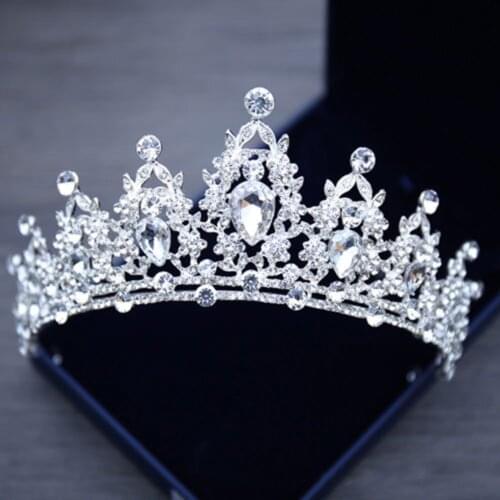 Korean Elegant Princess Crystal Tiaras Crowns Headband Rhinestone Love Prom Crown Party Accessiories Diadem Hair Jewelry
