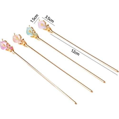 Vintage Rhinestone Hair Stick Chinese Hair Chopsticks Hair Decor Hairpin Hair Pin Metal Hair Stick Hairstyle Chignon Pin