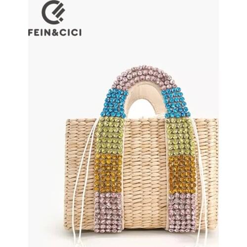 Pearls Beach Bag Women Elegant Woven Beaded Straw Bag Female Bohemia Knitted Large Tote Handbag Vacation Casual 2020 new