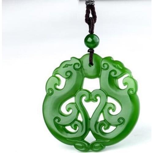 Women Necklace Pendant Double-sided Hollow Antique Double Dragon Pendant Free Chain for Female Fashion Jewelry