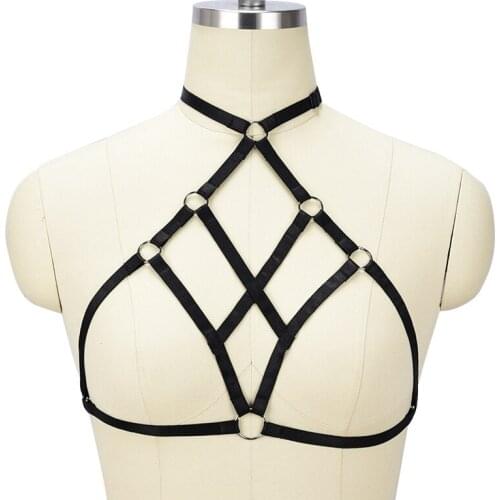 Women Body Harness Bra Chest Bondage Erotic Lingerie Cage Bra Festival Clothing Body Chain Harness Goth Clothes Rave bra