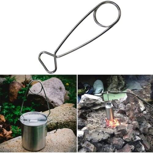 1pc Hanging Pot Hanging Hooks Water Cup Hooks Outdoor Gadgets Camping Cookware Stainless Steel Open Fish Mouth Fishing
