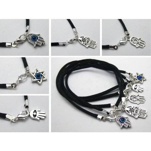 10 Black String Eye Hamsa Hand "Star of David" Charms Good Luck Bracelets