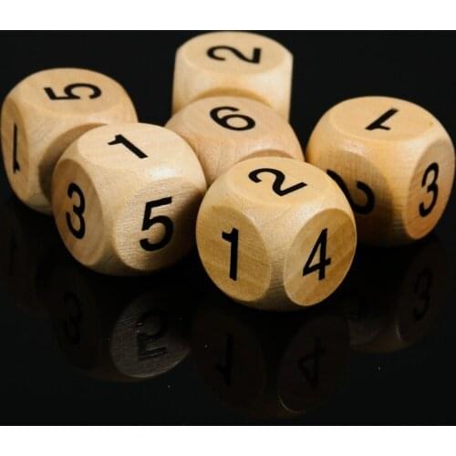 2PCS 20mm Wood Dice D6 Sided Dice Digital Number Cubes Round Coener for Kid Toys Club Party Family Board Games Accessories