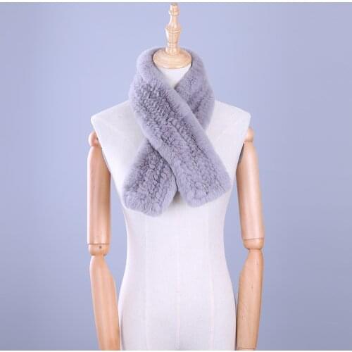 2020 Lovely Womens Real Rex Rabbit Fur Scarves Girls Natural Fur Scarf Solid Color Wraps Winter Soft Mufflers 90cm