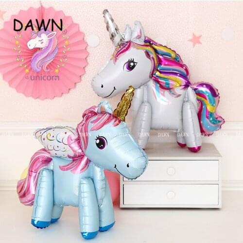 3D Large Rainbow Horse Birthday Party Kids Favor New year Balloons Wedding Decoration Baby Shower Unicorn Aluminum Globos Foil