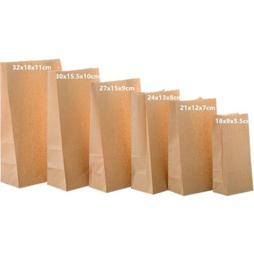 50PCS Kraft Paper Bag Food Packaging Holiday Birthday Party Bread Candy Biscuit Nut Fruit Snacks Takeaway Packaging Bag