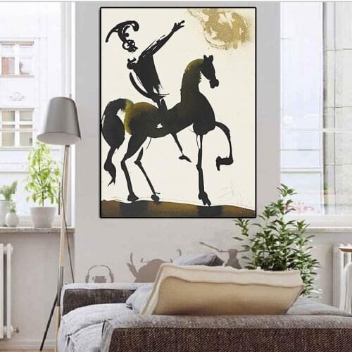 Salvador Dali Abstract equestrian warrior Oil Painting on Canvas Posters and Prints Cuadros Wall Art Pictures For Living Room