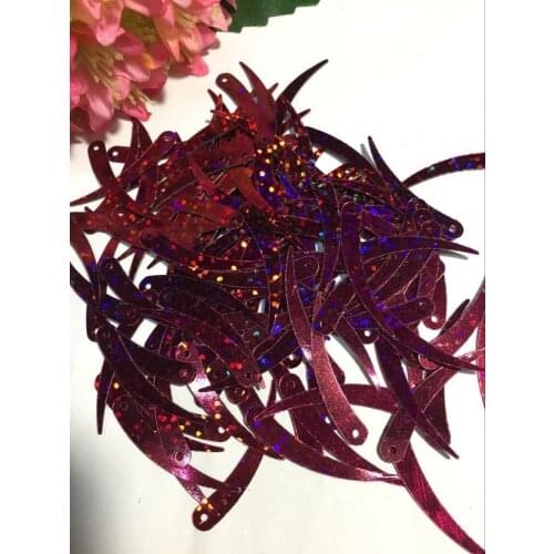 1000pcs Chilli Ivory Shape Sequins 5*32 mm PVC Flat For Crafts Garment Decoration Paillette 1 Hole Laser Dark Red