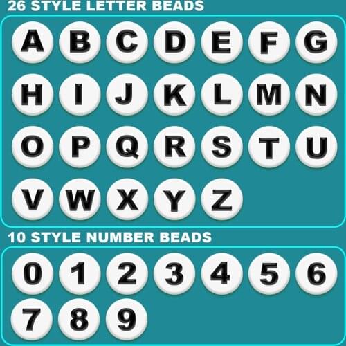 100pcs White Letter Acrylic Beads Round Flat Alphabet Digital Spacer Beads for Jewelry Making Supplies Diy Handmade Bracelets