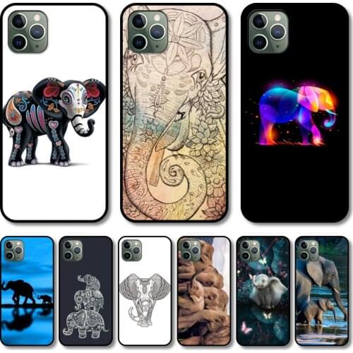 Lovely elephant Phone Case cover For iphone 12 pro max 11 8 7 6 s XR PLUS X XS SE 2020 mini black cell shell