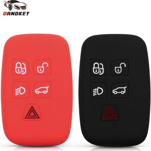 Dandkey Replacement Silicone Key Case Cover For Land Rover Discovery 4 Freelander 3 Range Rover Sport Evoque Vogue 5 Buttons