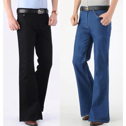 Jeans Men Fashion Retro Big Flare Pants 2020 Mens New Loose Denim Flare Pants Mens Wide Feet Slim Thin Pants