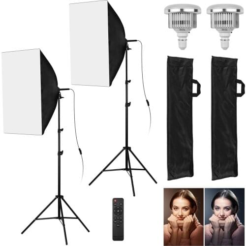 Photography 50x70CM Softbox Lighting Kit Professional Light System W/ 85W Bi-color Temperature Light Bulb Photo Studio Equipment