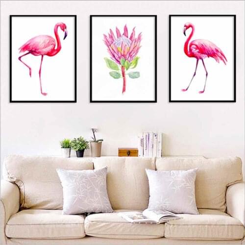 HAOCHU Flamingo Animal Canvas Painting For Living Room Home Decor Painting Print Poster Simple Nordic Wall Picture