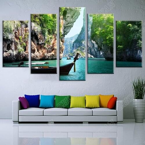 Art Pictures HD Printed Home Decor Posters 5 Panel Nature Canyon Landscape Modern Painting On Canvas Living Room Interior decora