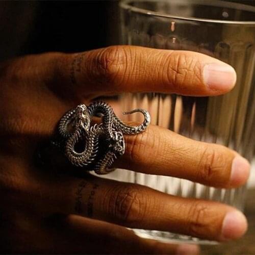 Men Women Girls Snake Ring Sweet Black Cobra Vintage Exaggerated Ferocious Charm Party Gift 2020