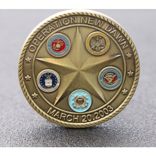 US 2003 Operation New Dawn Iraq Commemorative Coin Saint George Pray For Us USA Souvenir Bronze Challenge Coins Collectible