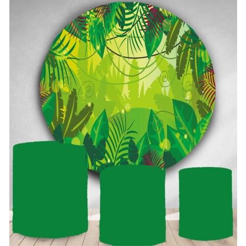 Circle backdrop round background Tropical plants leaves birthday party decor baby shower candy cake table banner vinyl poster